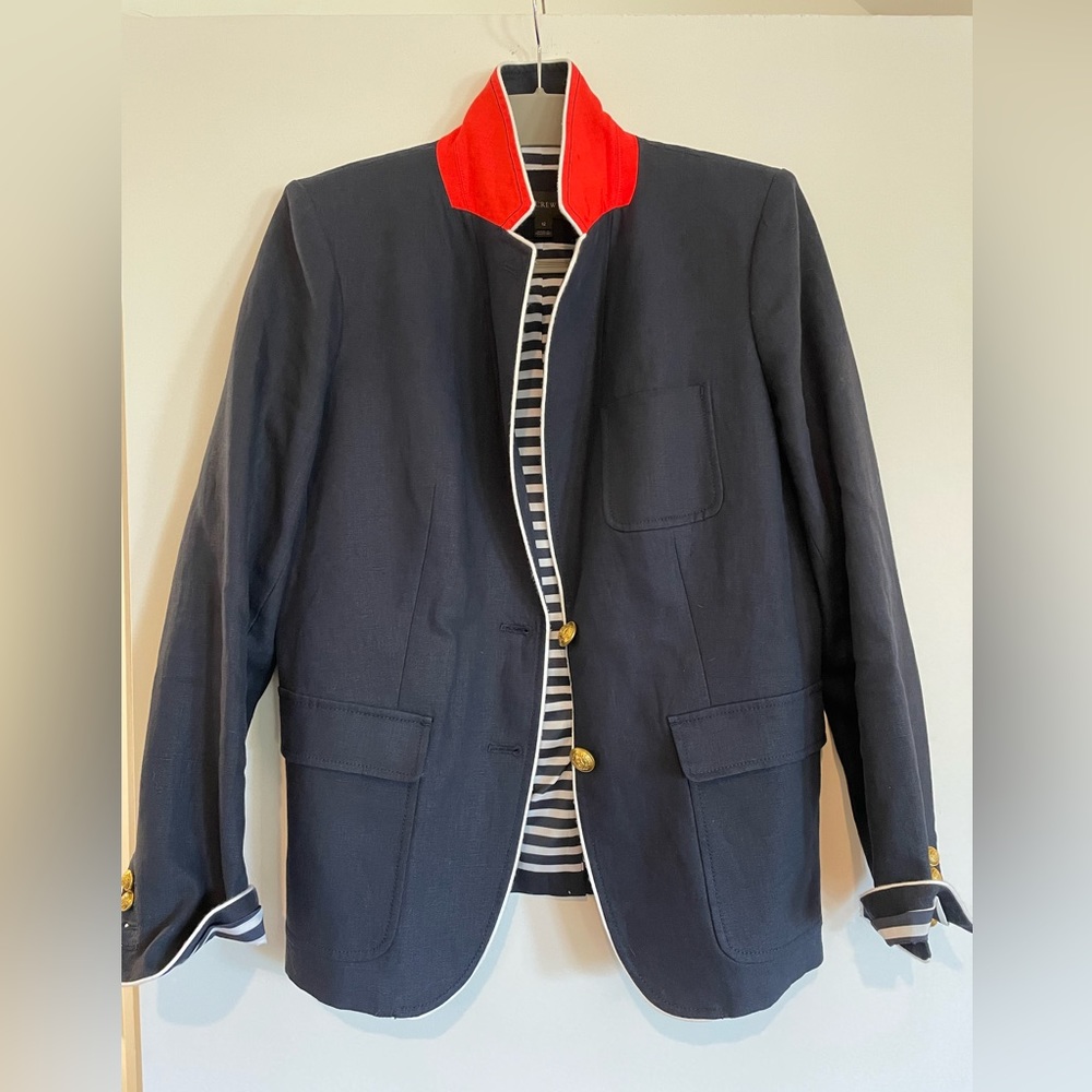 J. Crew Regent style navy linen blazer, size 12